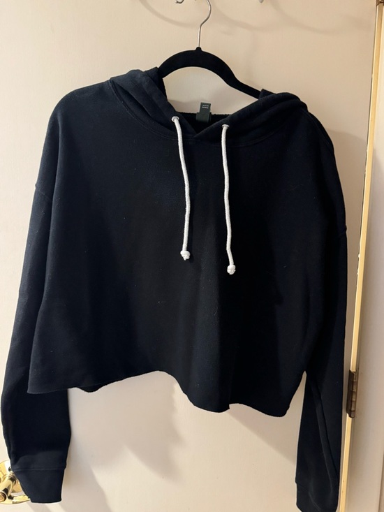 wild fable Tops - wild fable Black Cropped Hoodie with White Drawstrings